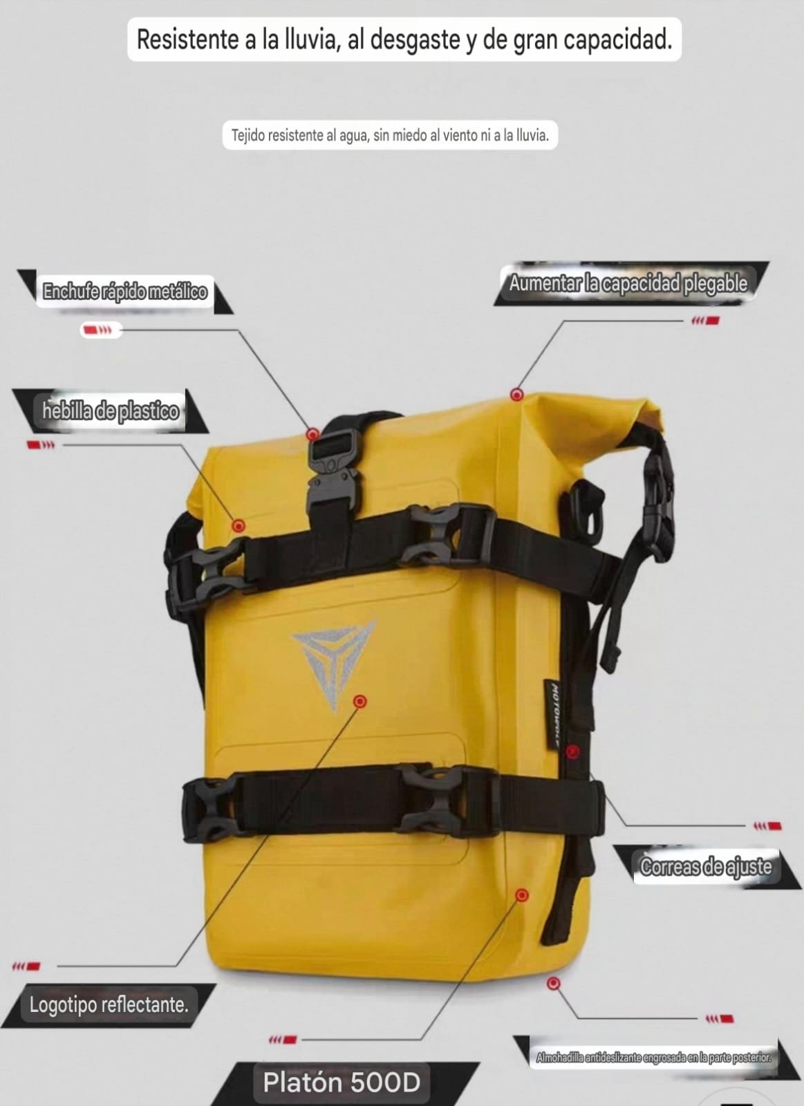 Bolso motero defensa 5 litros ampliable 8 litros Motowolf - Image 3