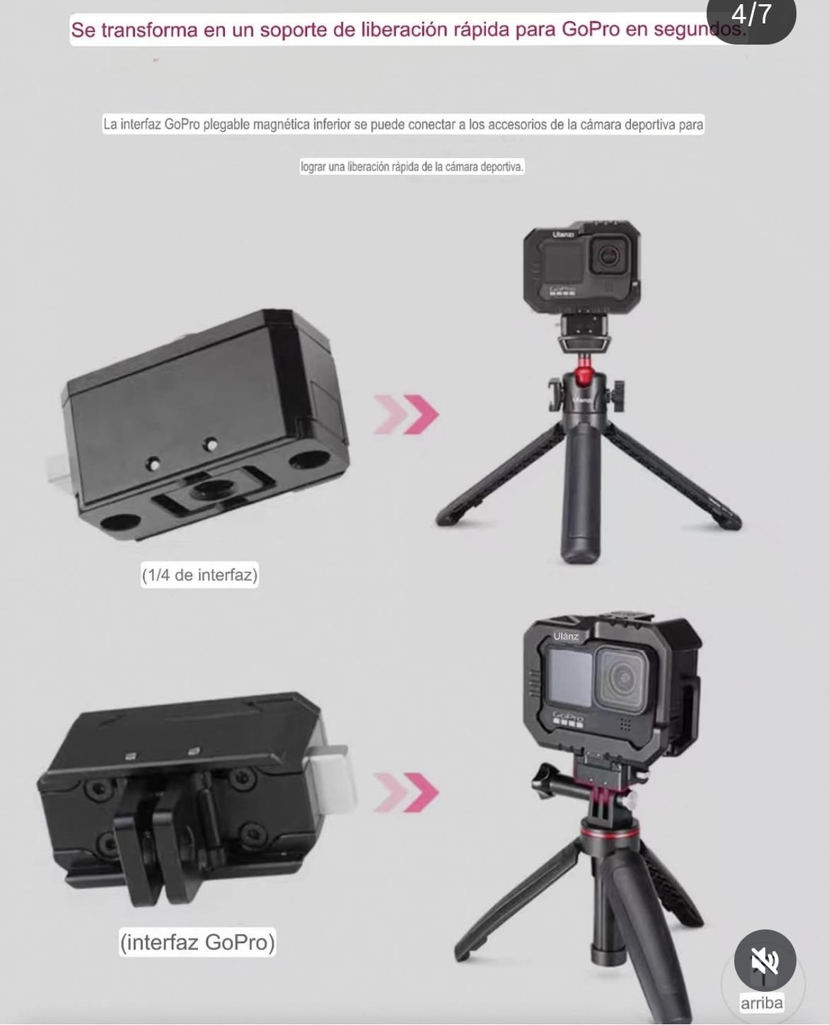 Soporte de liberacion rapida para camara de accion GoPro o insta 360 - Image 4