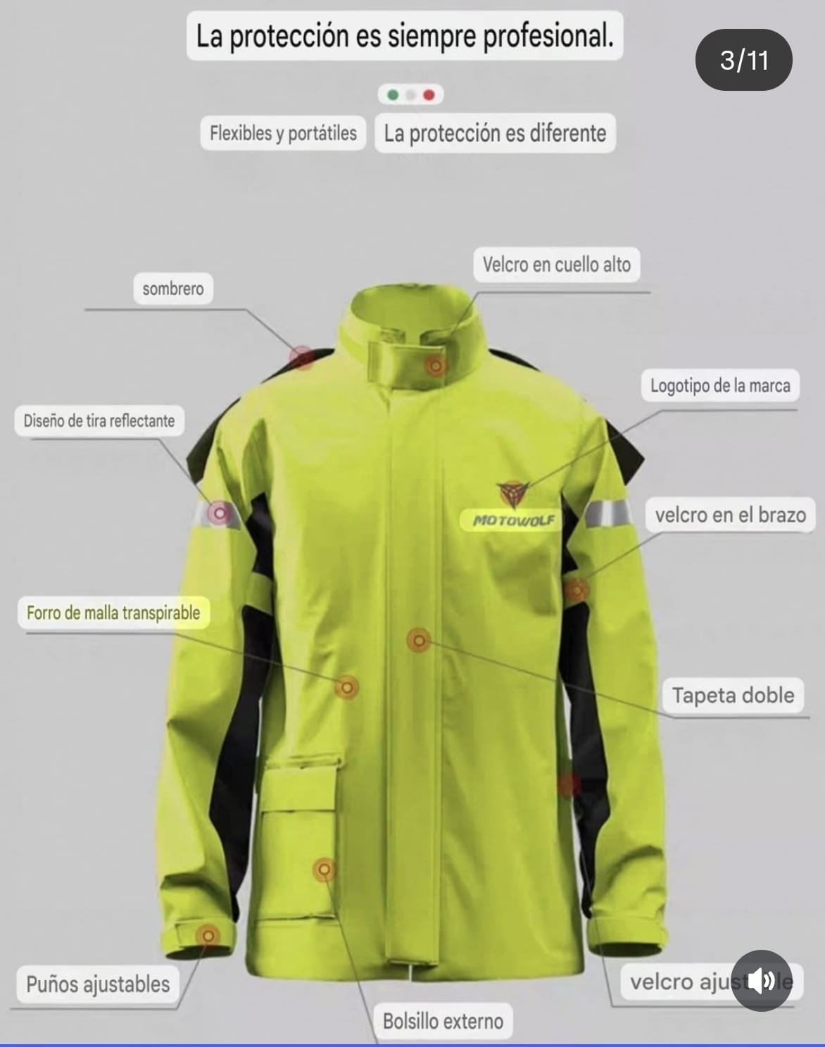 Traje equipo de lluvia conjunto Motowolf - Image 3