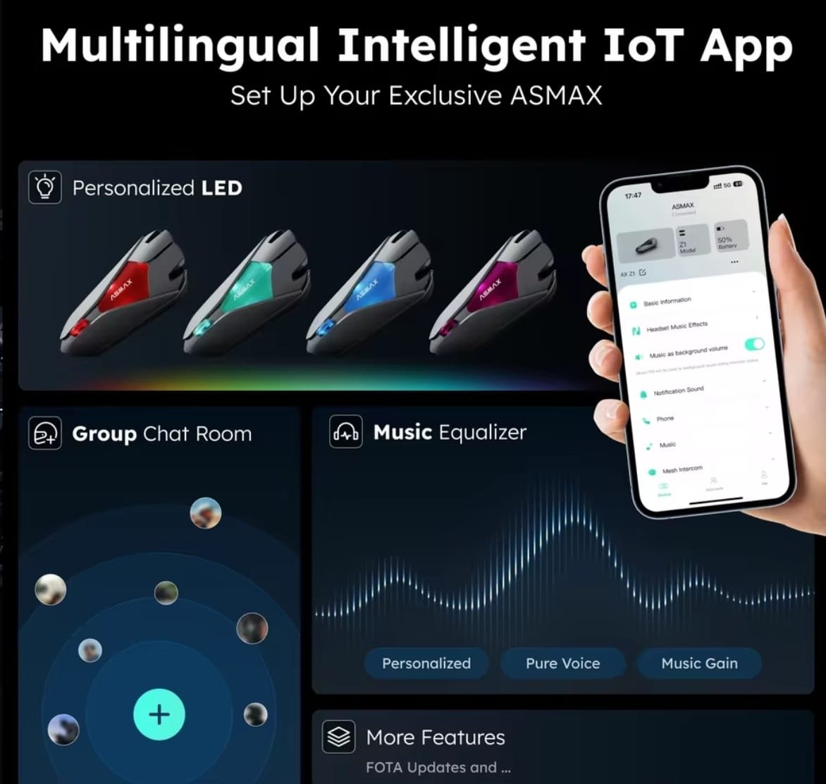 Intercomunicador Bluetooth para motocicleta ASMAX Z1 plus - Image 5