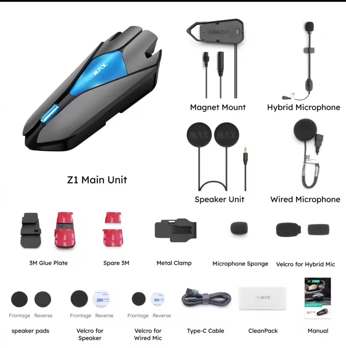 Intercomunicador Bluetooth para motocicleta ASMAX Z1 plus - Image 9