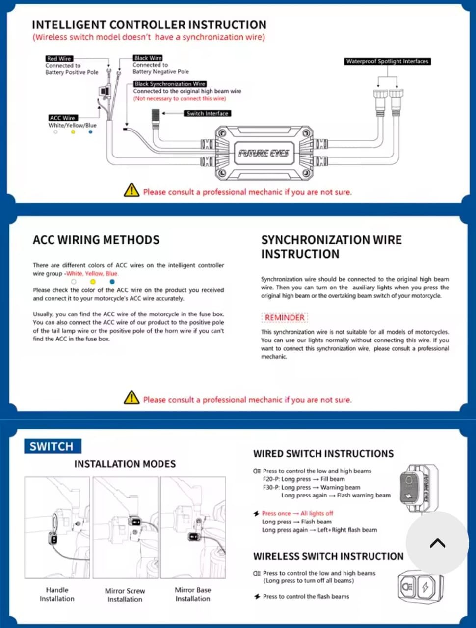 Future Eyes PL40 faro auxiliar 180W para motocicleta - Image 13