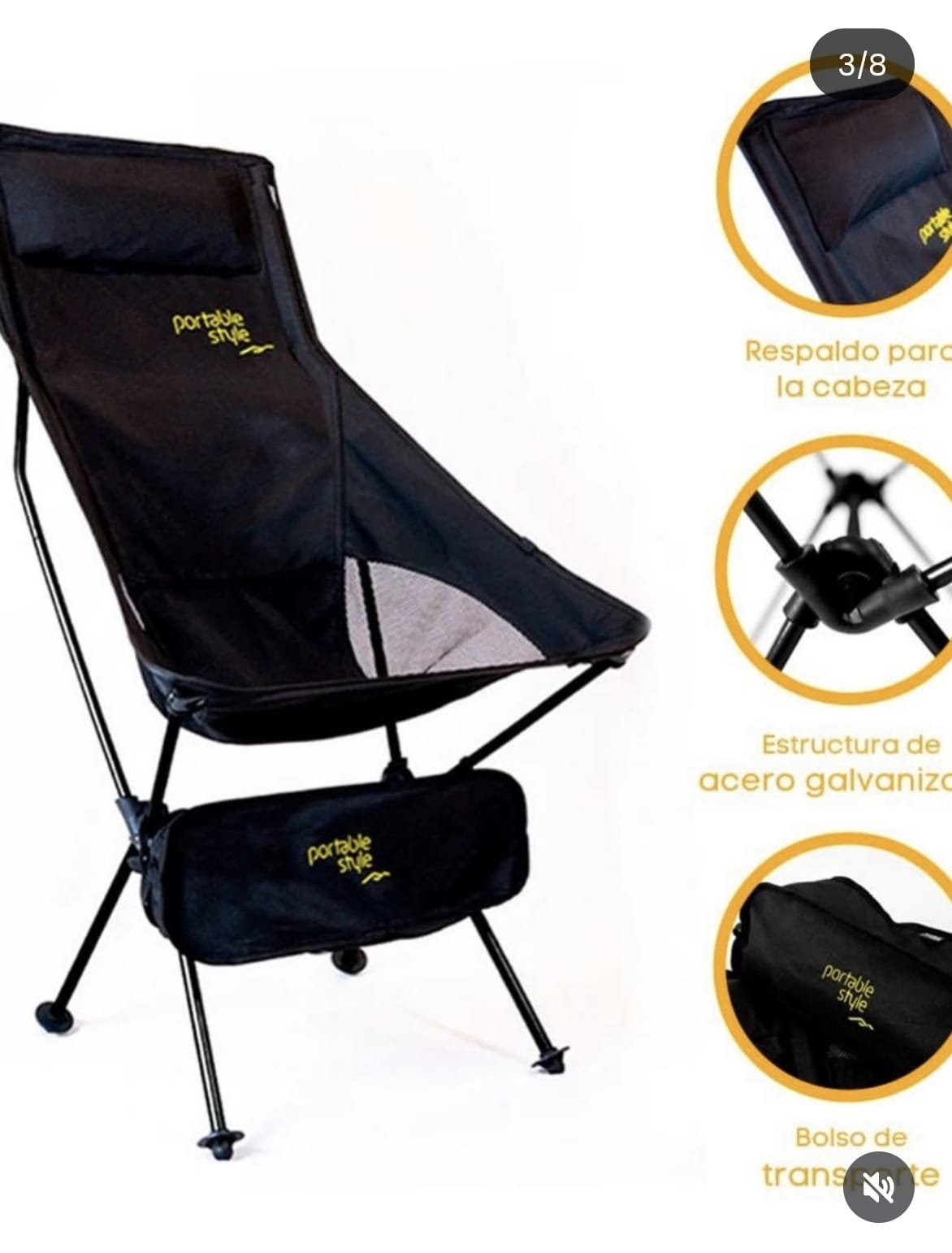 silla compacta plegable camping portatil playa viaje moto alto 1metro maximo soportado130kg - Image 3
