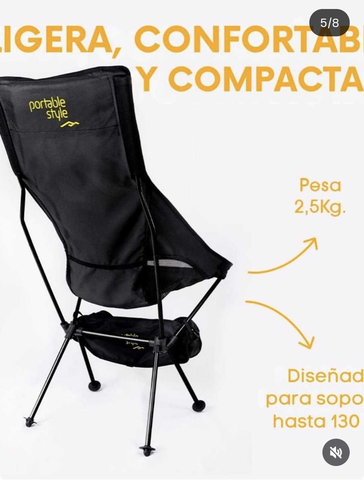 silla compacta plegable camping portatil playa viaje moto alto 1metro maximo soportado130kg - Image 7