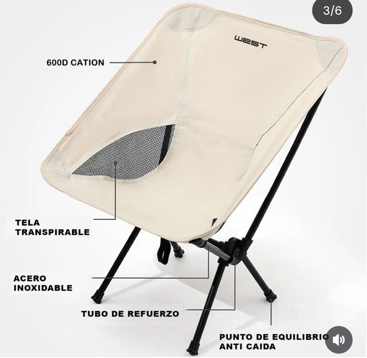 silla compacta plegable camping portatil playa moto 105kg - Image 5