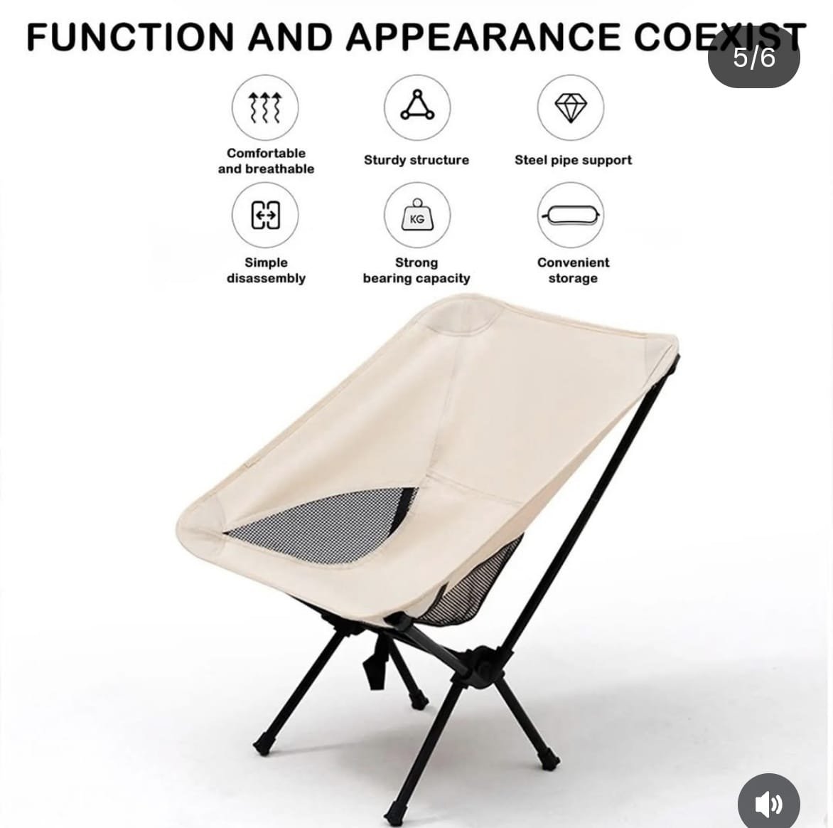 silla compacta plegable camping portatil playa moto 105kg - Image 6