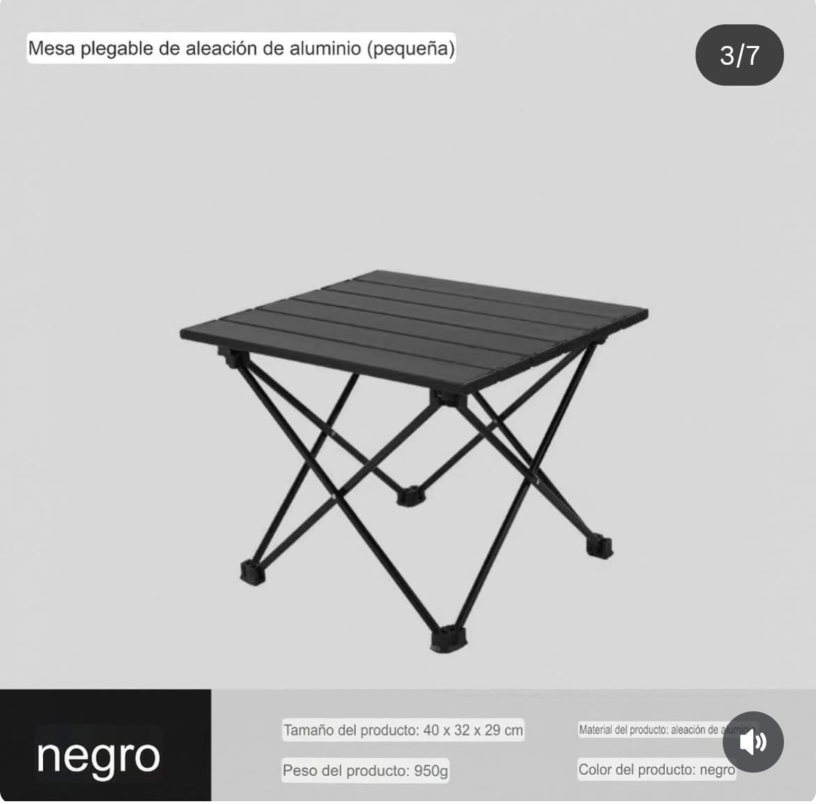 mini mesa portatil ratona plegable aluminio c/bolsa camping viaje con moto plegado en su bolso 40X10 cm - Image 2