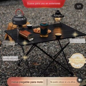 mini mesa portatil ratona plegable aluminio c/bolsa camping viaje con moto plegado en su bolso 40X10 cm