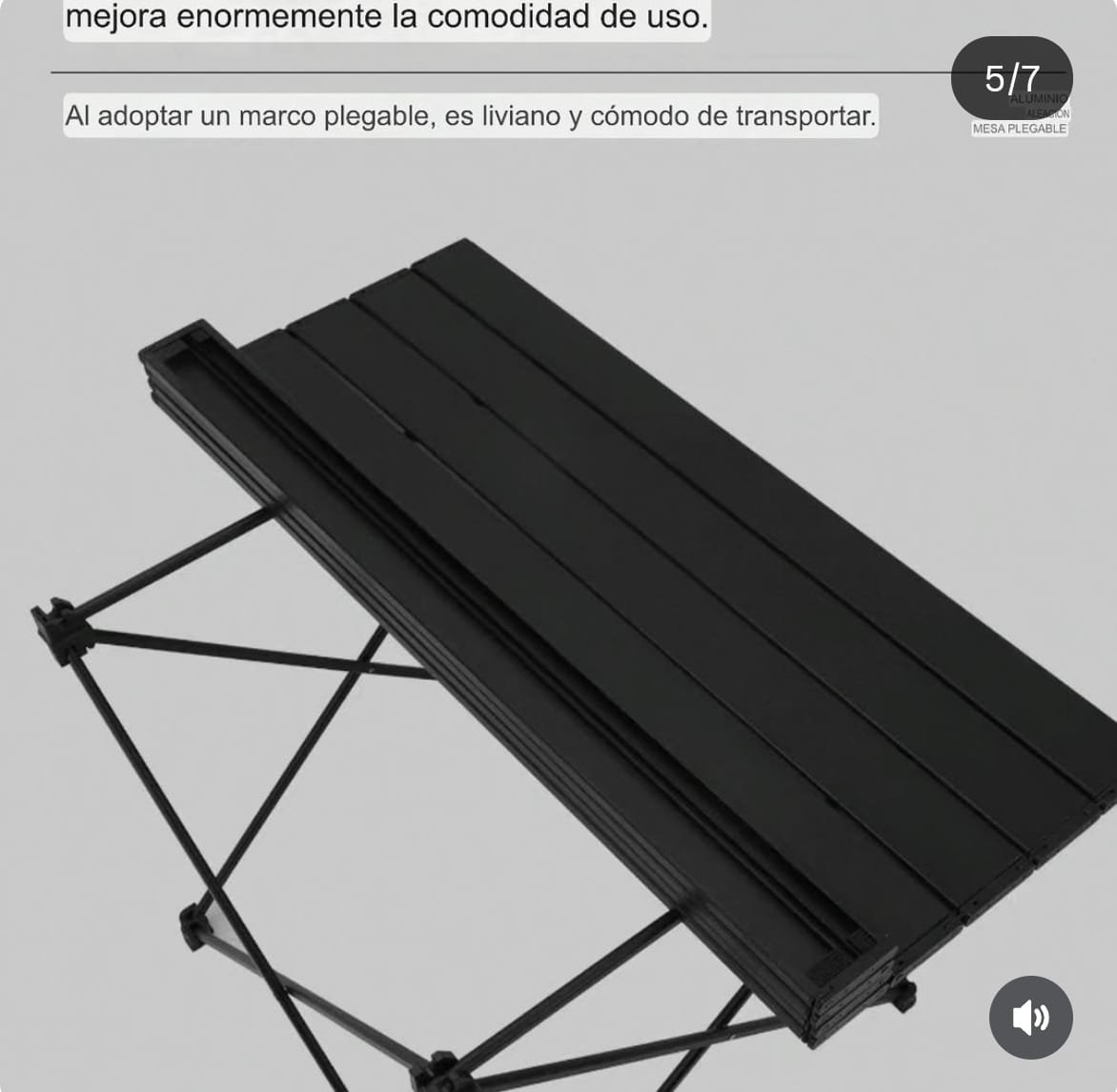 mini mesa portatil ratona plegable aluminio c/bolsa camping viaje con moto plegado en su bolso 40X10 cm - Image 6