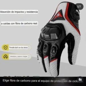 Guantes de cuero natural para moto TDGO resistentes al agua y Aptos para pantalla táctil . Proteger fibra carbono